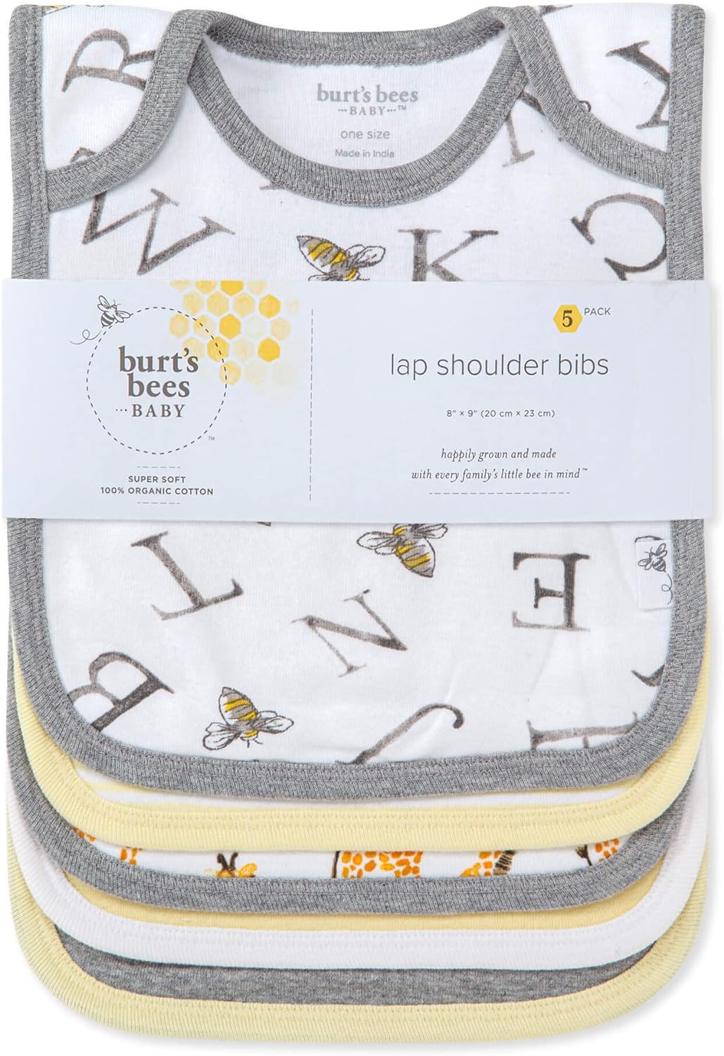 Burt's Bees Baby Bibs, Lap-Shoulder Drool Cloths, 100% Organic Cotton with Absorbent Terry Towel Backing - Image 2